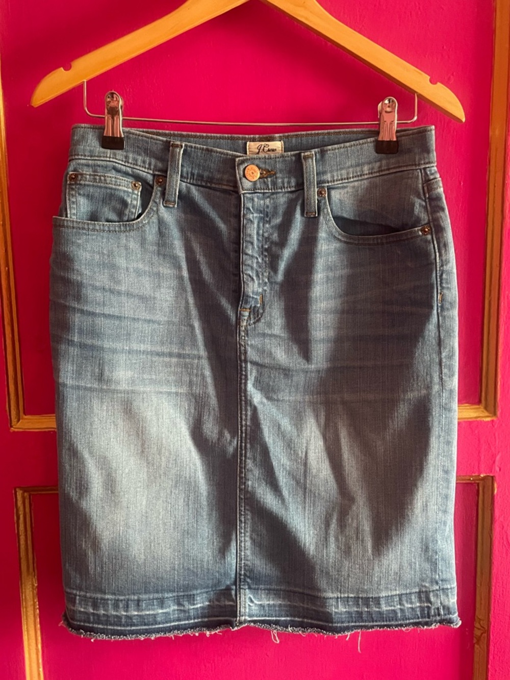 J. Crew Blue Denim pencil Skirt size 28